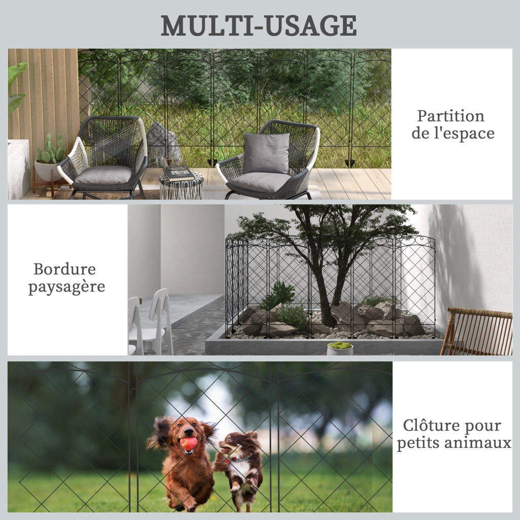 Recinzione giardino decorativa ¨C zephmum ¨C 7 pezzi metallo 344x110 cm nero
