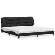Letto con Materasso Hvar Nero e Bianco 200x200cm in Similpelle