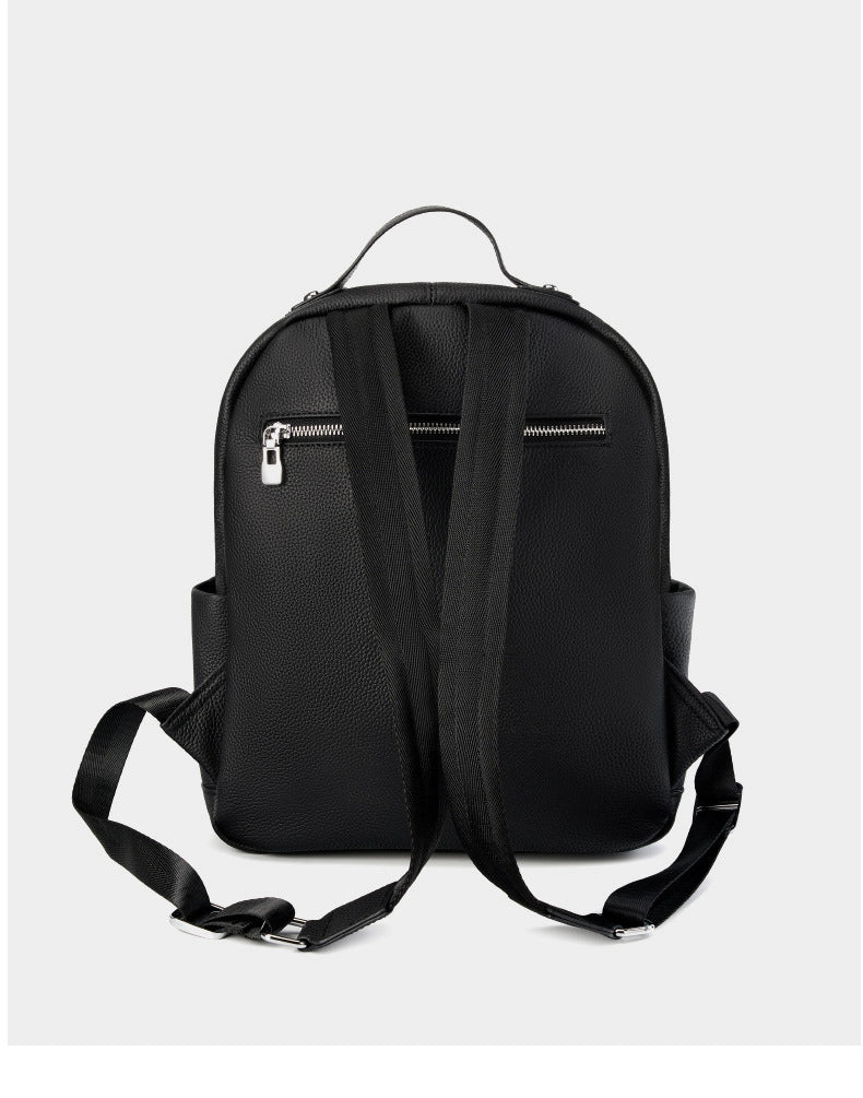 Zaino in vera pelle, borsa casual per la scuola, borsa da viaggio, nero
