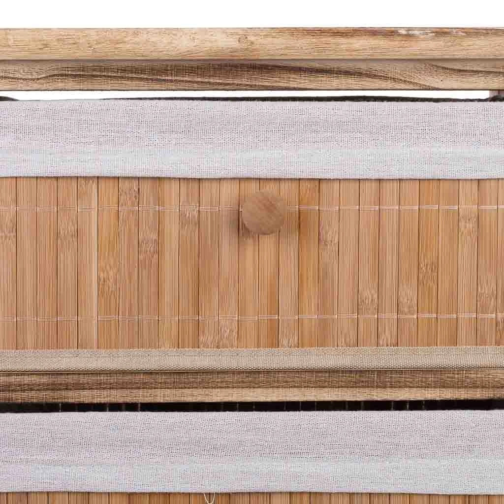 Cassettiera in legno con 4 cassetti in bambù foderati 40x29x73