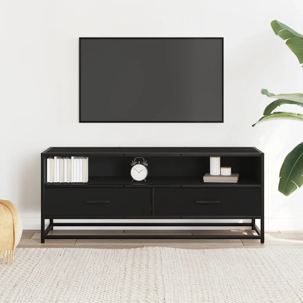Mobile Porta TV Nero 180x30x50cm in Truciolato e Metallo 848814