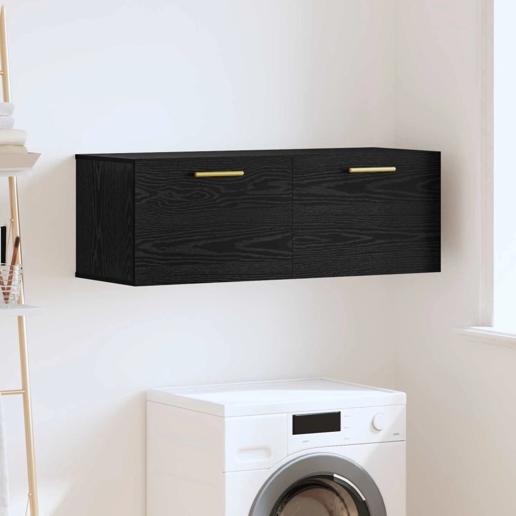 Armadietto a Muro | Mobile a Parete Rovere nero 100 x 36.5 x 35 cm