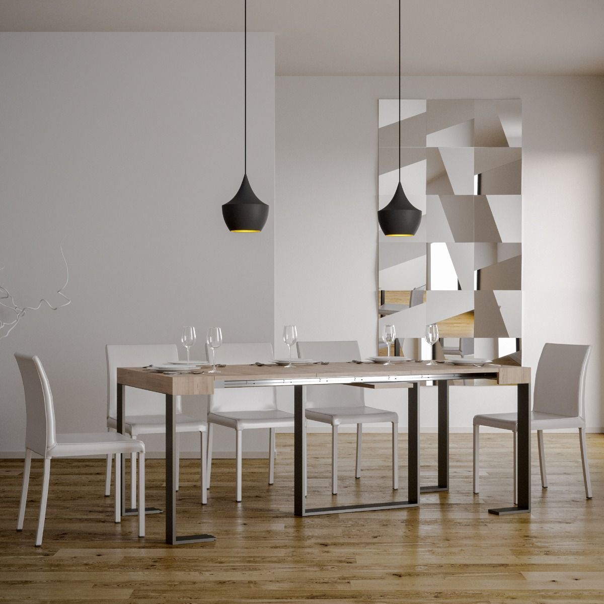 Consolle Allungabile in Legno e Ferro H77x40x90/300cm Futura Rovere Classica