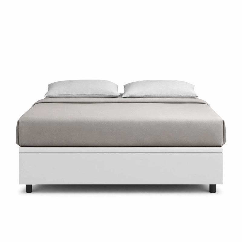 Letto imbottito Matrimoniale 180x200 cm BoxMax - Bianco,Similpelle,Contenitore