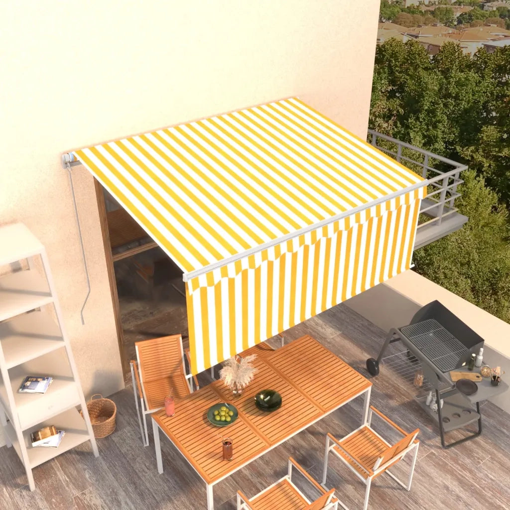 Tenda Sole | Tenda parasole Retrattile Manuale Parasole LED 3x2,5m Gialla Bianca