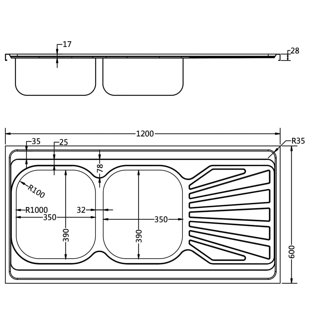 Lavello da cucina a doppio lavello lavello da cucina da incasso lavello da incasso per interni domestici argento 120 cm acciaio inox 02_0002434