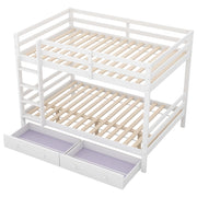 Letto a castello 140×200 cm con cassetti; vano contenitore sotto il letto; senza materasso; bianco