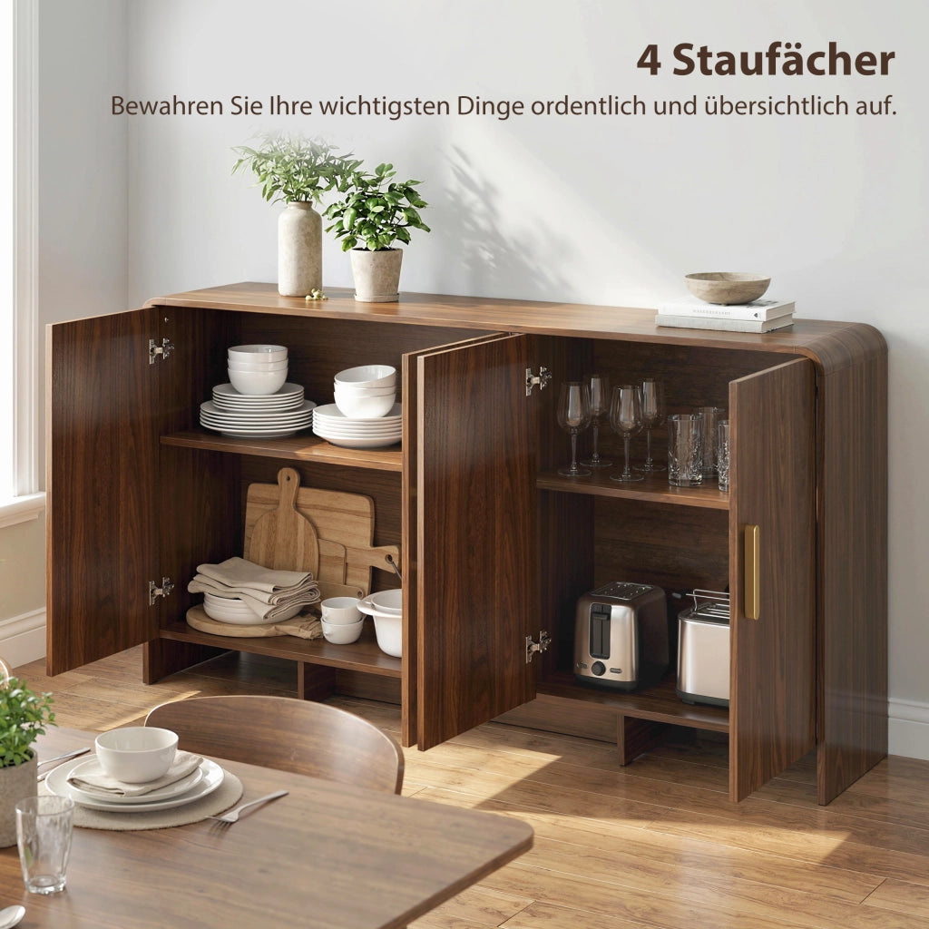 Credenza TV con 4 ante ¨C zephmum ¨C noce, 152 cm