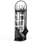 IDMarket - Set attrezzi per camino, set di 5 accessori per camino in acciaio inox e nero