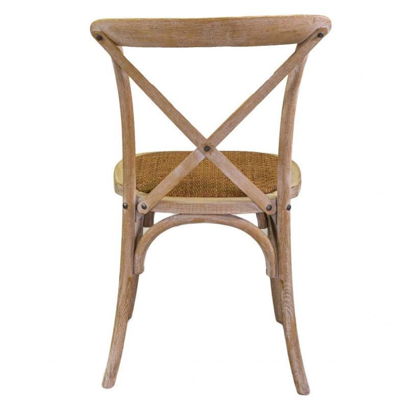 Sedia legno cross naturale seduta intreccio impilabile cm 51x55h46,5/89