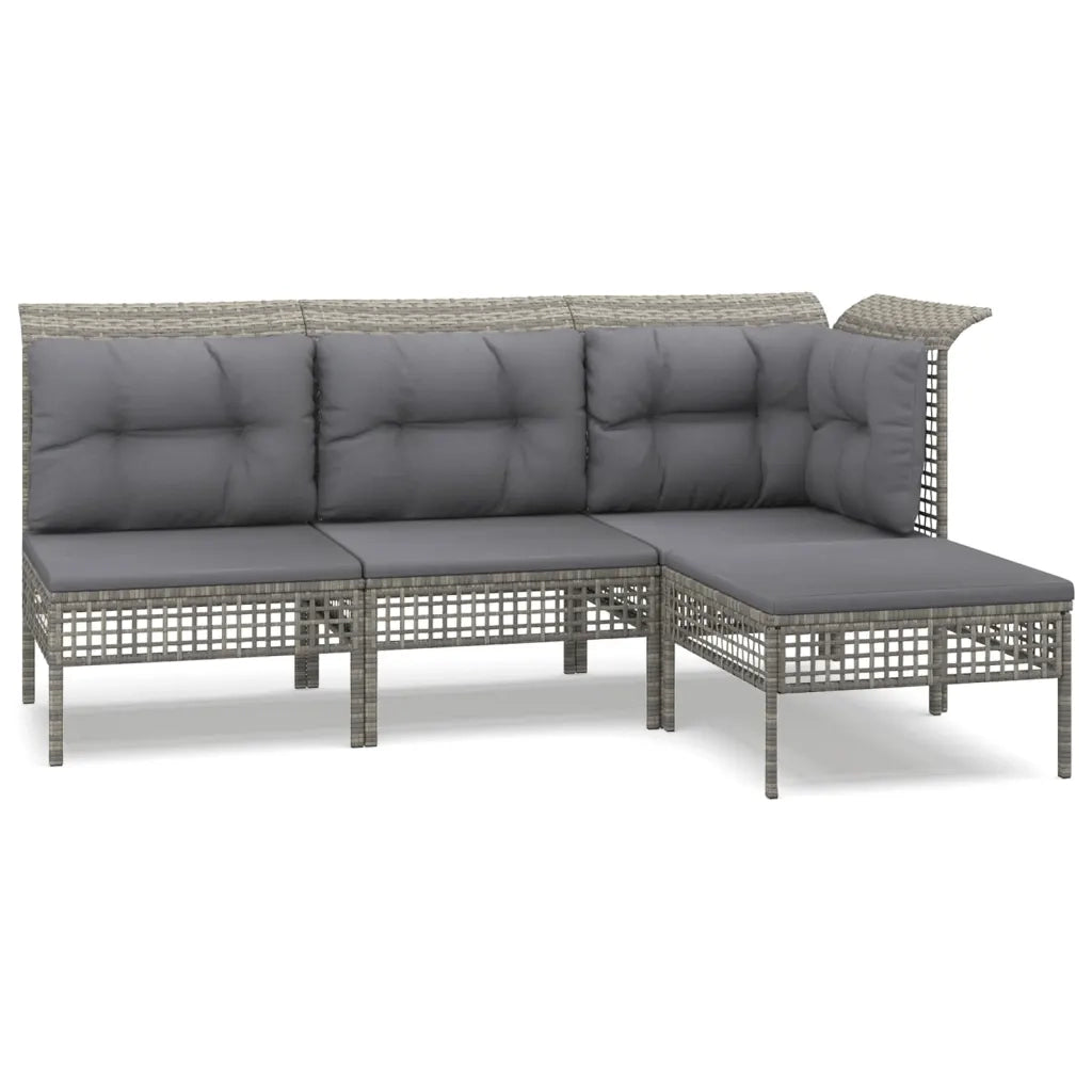Set Divani da Giardino 4 pz con Cuscini in Polyrattan Grigio 3187497