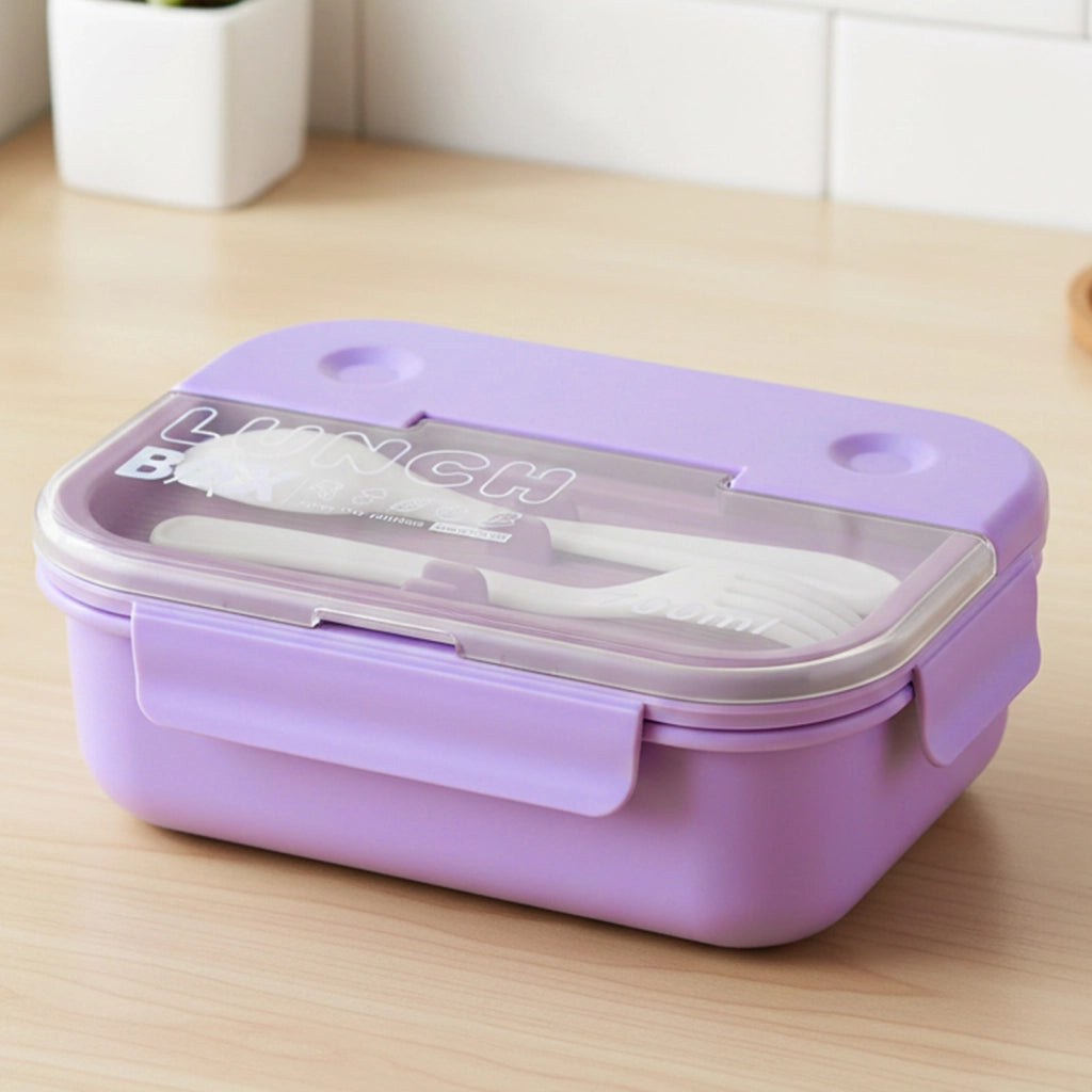 Contenitore per alimenti da 700 ml a 3 scomparti con cucchiaio e forchetta Viola Cheffinger