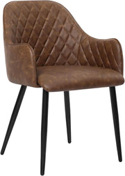 SONGMICS Set di 2 Sedia da Pranzo, Poltroncina, Sedia Imbottita con Braccioli, Rivestimento in PU con Effetto Vintage, per Sala da Pranzo Soggiorno Camera da Letto, Marrone LDC085K02