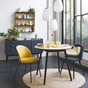 Set 4 Sedie Imbottite 49x52x79 cm in Velluto Blu e Oro