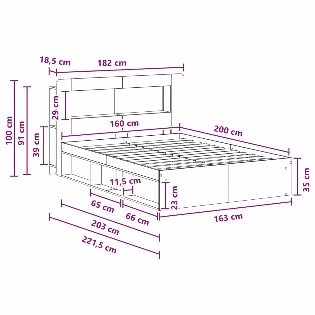 Telaio del letto con storage con testiera Bianco 160 x 200 cm
