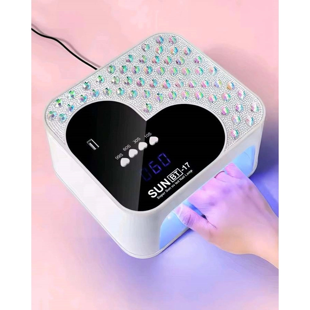 Trade Shop - Lampada Per Unghie Uv Led Portatile 288 W 45 Led Design A Cuore Con Brillanti Sun Bt-17 -