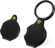 Vergrootglas Opvougbile 10x con Cappotto in Pelle - Set a 2 - Leotta da Leggere Portatile per Bambini e Riparazione di Gioielli.