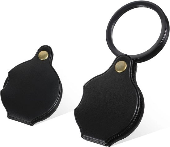 Vergrootglas Opvougbile 10x con Cappotto in Pelle - Set a 2 - Leotta da Leggere Portatile per Bambini e Riparazione di Gioielli.