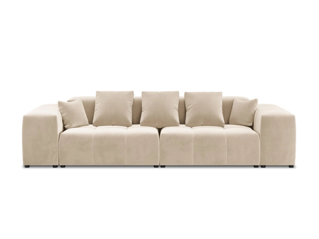 Cosmopolitan Design - Divano modulare "Rome" 3 posti in velluto beige 