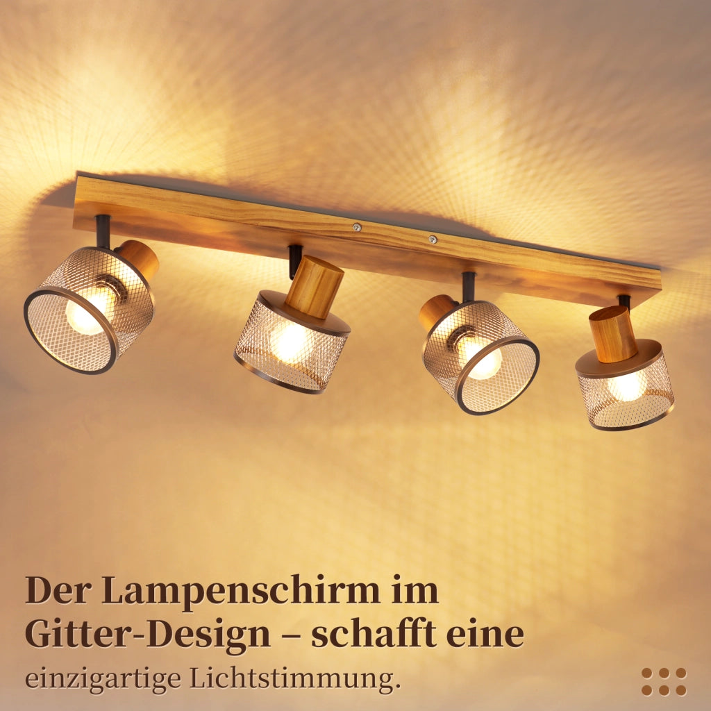 ZMH Faretto da soffitto nero 4 luci E14 stile industriale vintage in metallo ideale per soggiorno lampadine non incluse