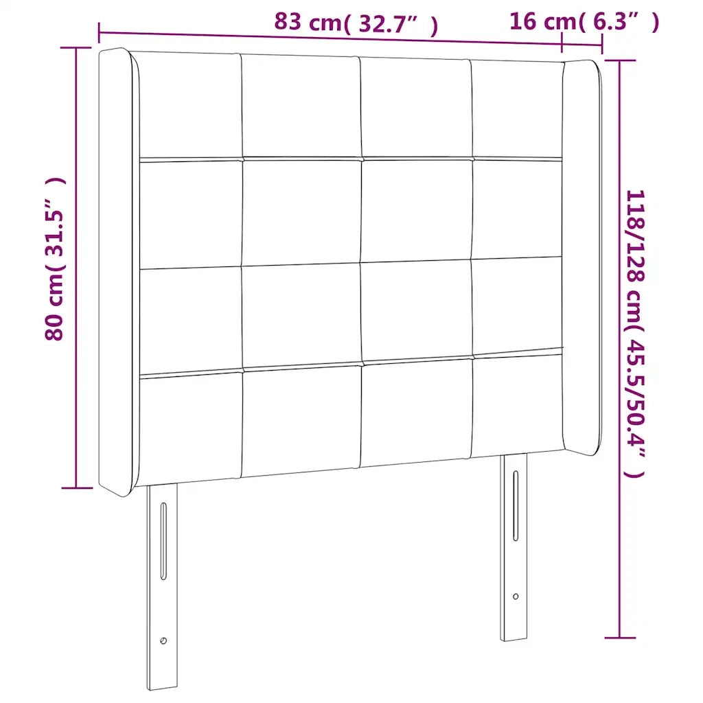 Testiera a LED Blu Scuro 83x16x118/128 cm in Velluto 3124082