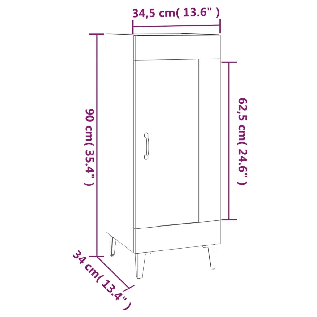Credenza Grigio Cemento 34,5x34x90 cm in Legno Multistrato 812424