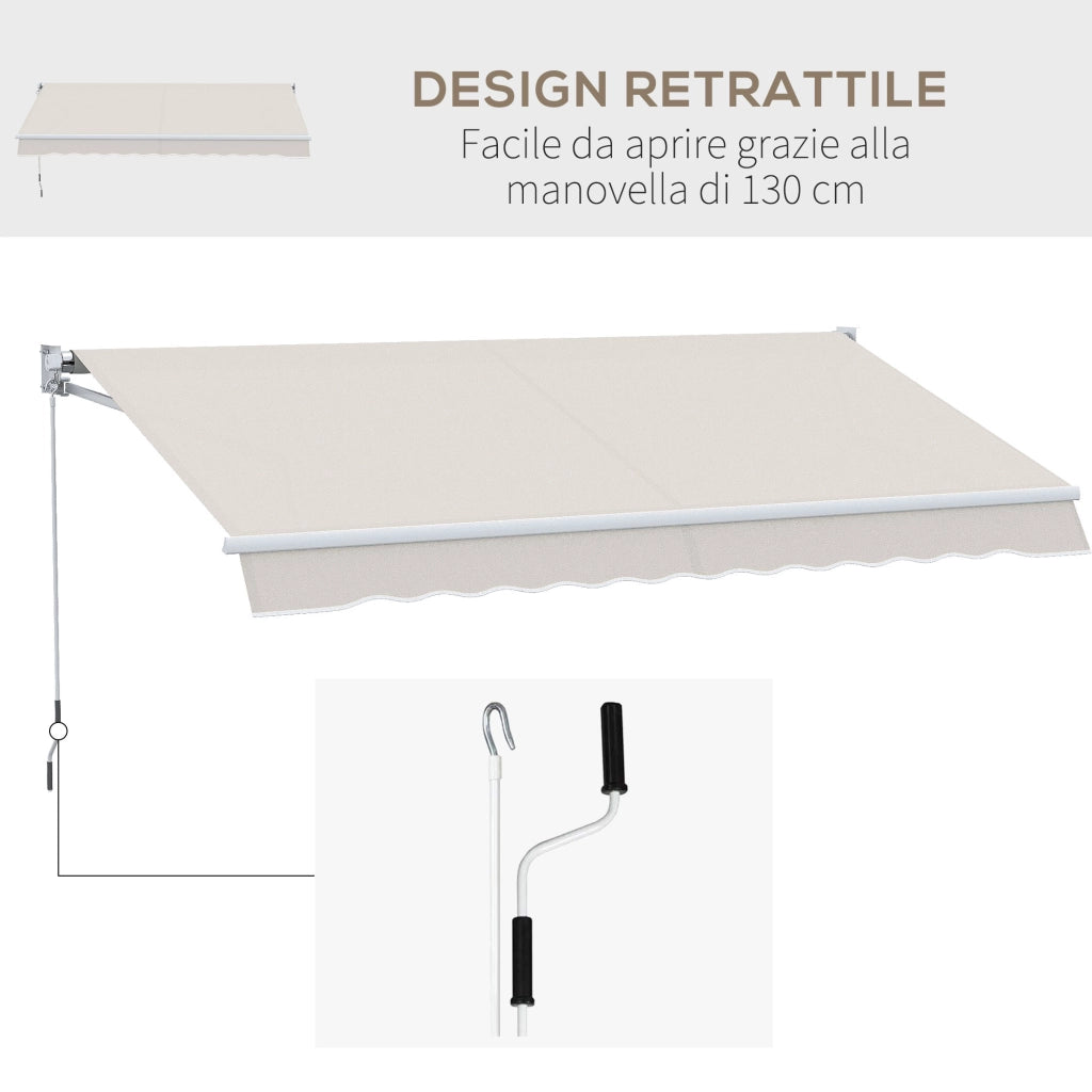 Tenda da Sole 3x2 m Bracci Regolabile ¨C zephmum ¨C Bianco Crema Alluminio Poliestere