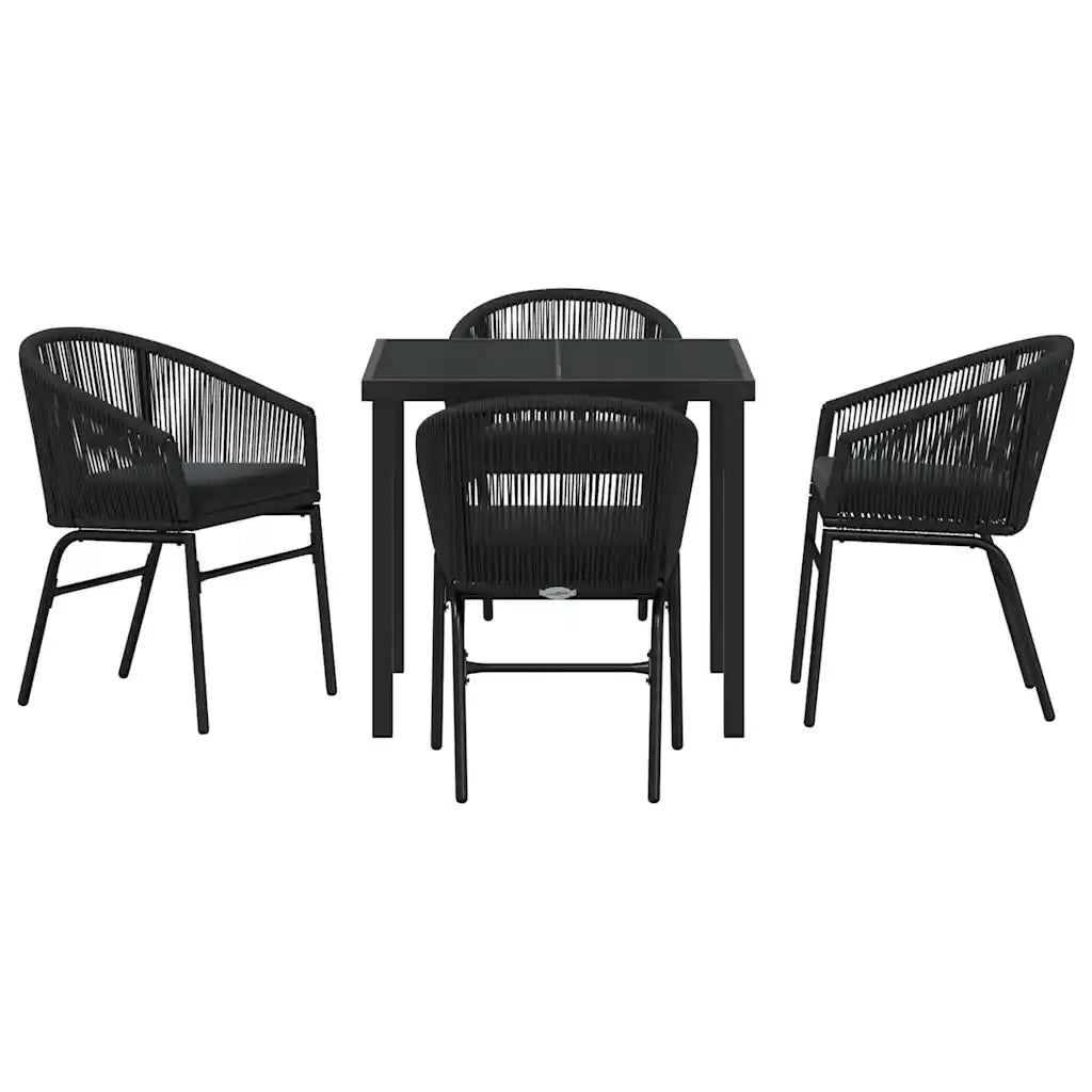 Set da Pranzo per Giardino 5 pcs Nero