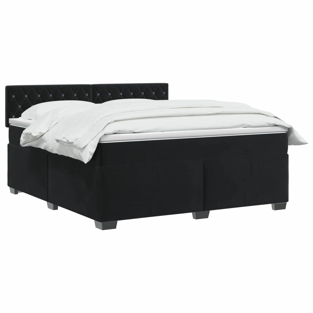 Letto con Box Spring, Materasso e LED Nero 140 x 190 cm Velluto 3452170
