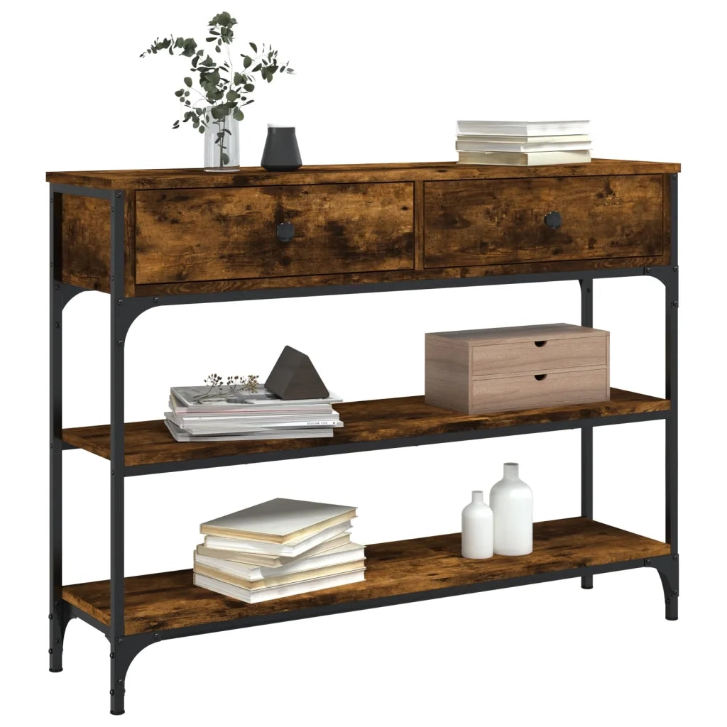 Tavolino Consolle | Tavolo d'Ingresso Rovere Fumo 100x25x75 cm Legno Multistrato