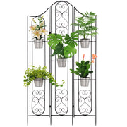 Portapiante Verticale Pieghevole con 5 Vasi da Esterno in Metallo, 82x12.5x150cm, Nero
