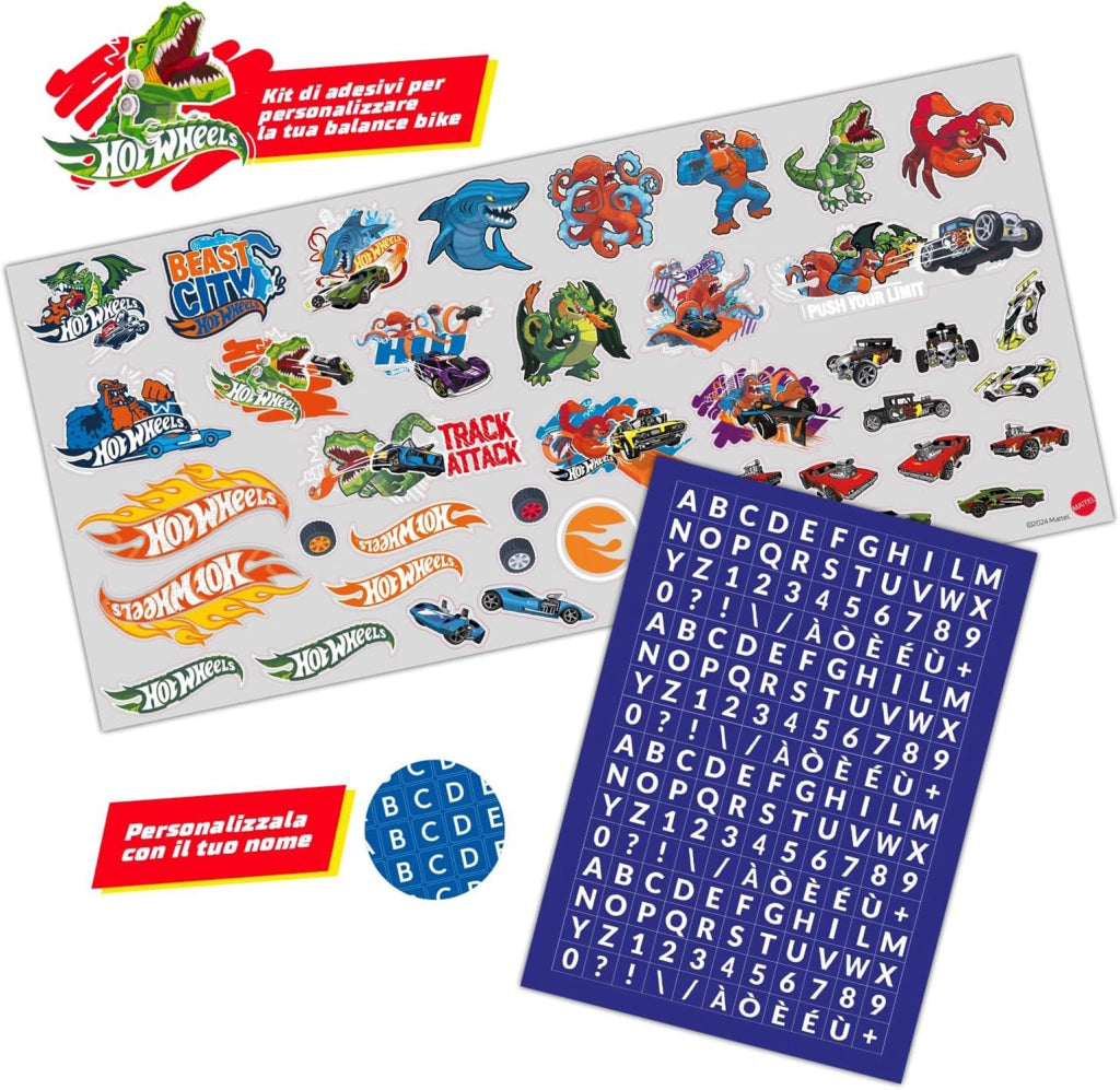Bicicletta Senza Pedali Balance Bike per Bambini 10 Pollici 80x40x60 cm Sellino e Manubrio Regolabili Hot Wheels Blu e