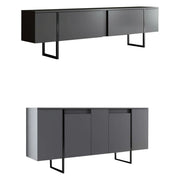 Pignano, set Mobili da Soggiorno Modulabile, Nero Antracite