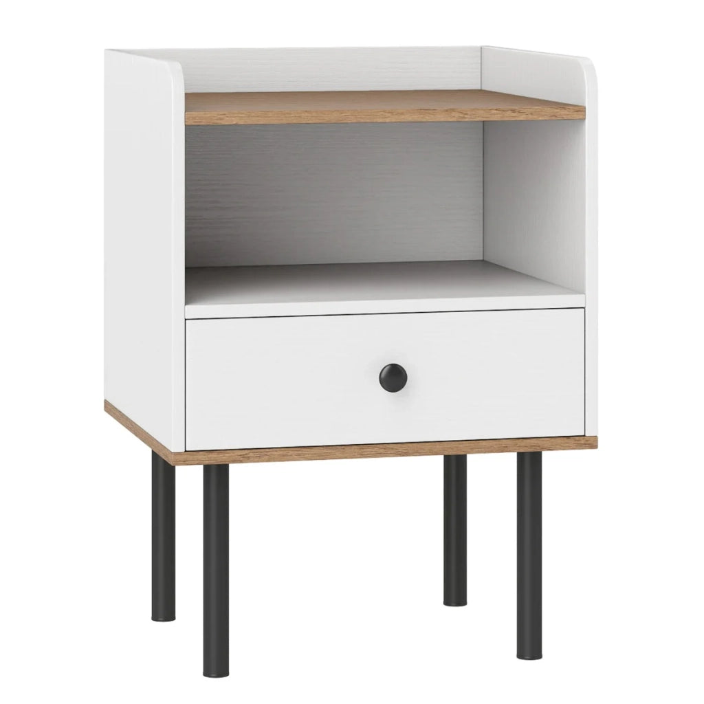 Comodino con cassetto 40,5 x 35 x 56 cm pratico contenitore stile moderno legno ingegnerizzato bianco 20_0017422