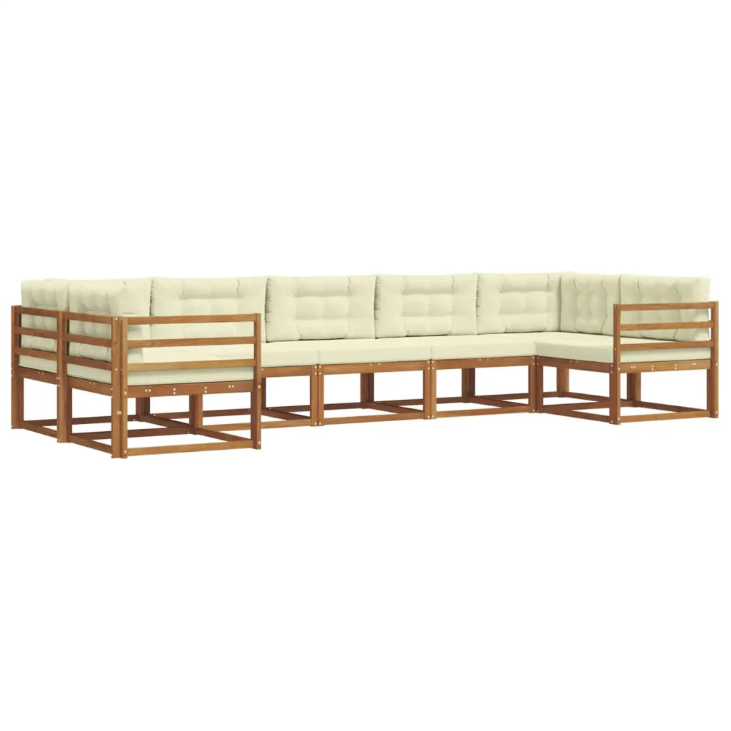 Set di divani da esterno con cuscino 7 pcs Naturale e Crema