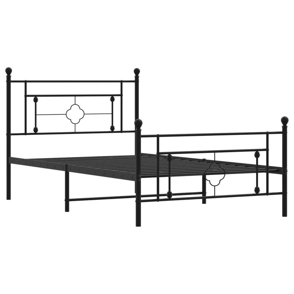 Giroletto con Testiera e Pediera Metallo Nero 107x203 cm 374353