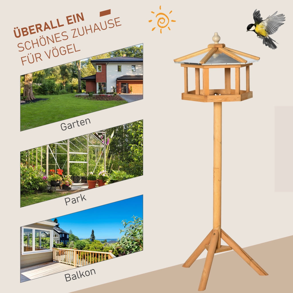 MANGIATOIA per Uccelli con Supporto 110x40 cm Legno di Abete Naturale