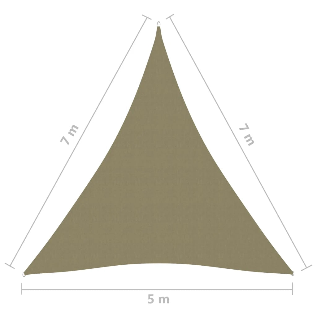 Vela ombreggiante triangolare in tessuto Oxford 5 x 7 x 7 m beige 02_0009935