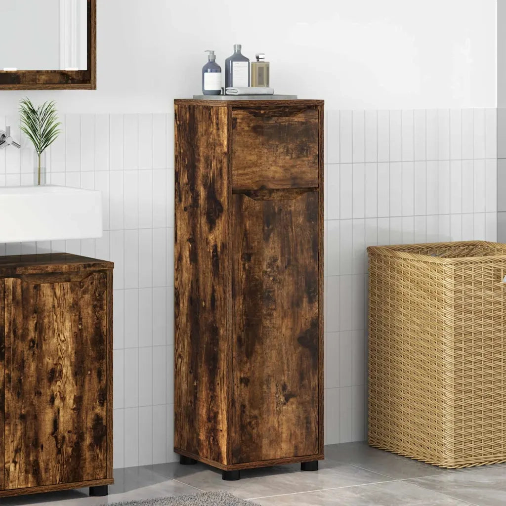 Mobile da Bagno | Armadio da bagno con cassetto Rovere fum¨¦ 30,5 x 30 x 101 cm