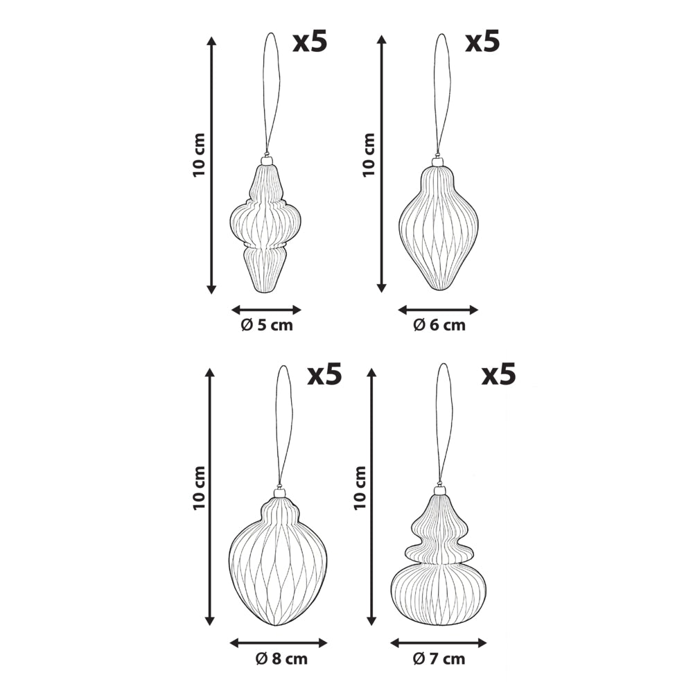 Set di 20 palline di Natale beige in carta a nido d'ape Ornamenti da appendere Decorazioni 3D per Natale