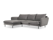 Cosmopolitan Design - Divano angolare sinistro "Vienna" 5 posti in velluto grigio chiaro 