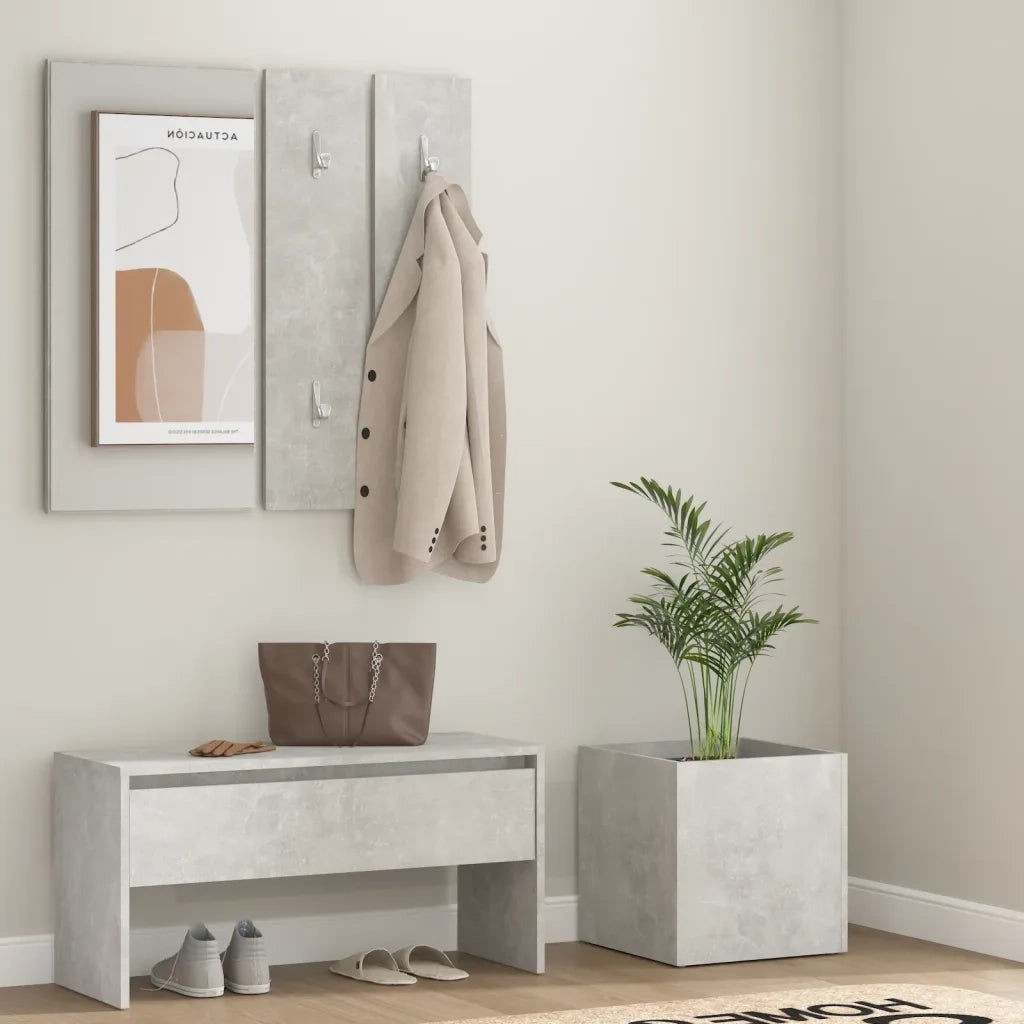 Set di Mobili da Corridoio Grigio Cemento in Legno Multistrato cod mxl 73558