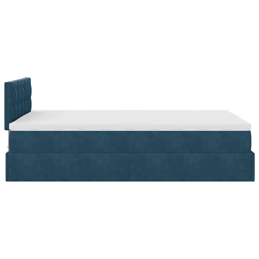Struttura Letto Pouf con Materasso Blu Scuro 120x200 cm Velluto 3311913