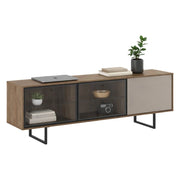 Serrata, Mobile Porta tv 3 Ripiani, 185x40x60h cm Marrone Noce