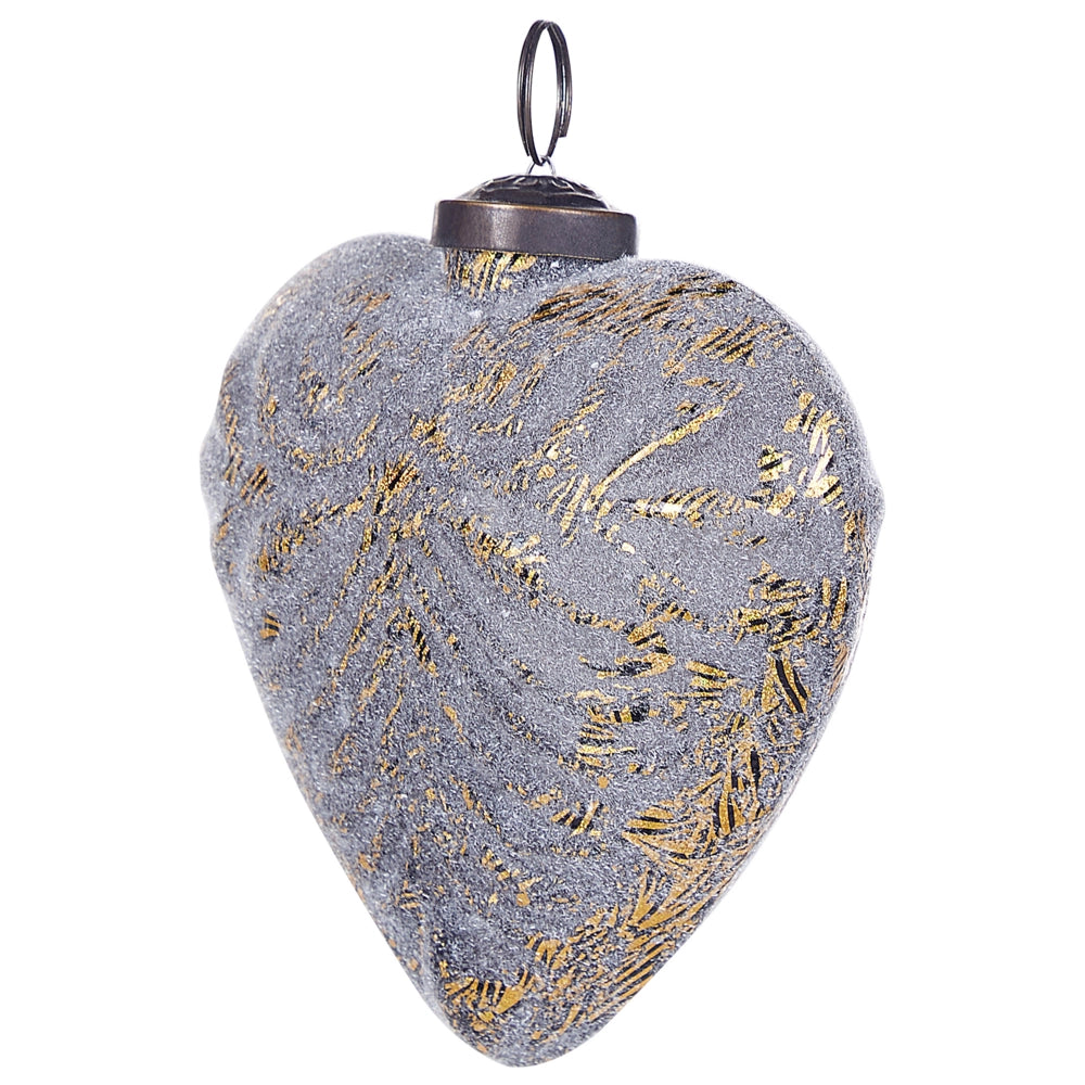 Set di 8 palline di Natale fatte a mano in vetro grigio a forma di cuore decorazioni natalizie
