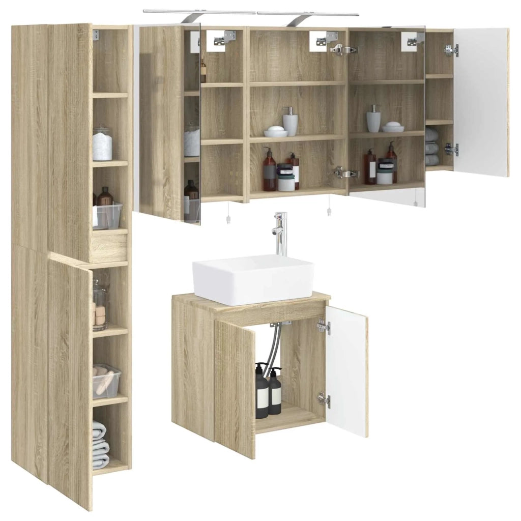 Set di Armadi da Bagno 5 pcs Rovere Sonoma 50 x 14,5 x 70 cm 3407313