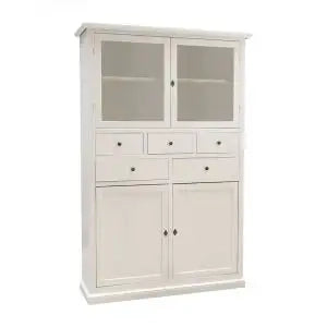 Vetrina dispensa in legno Shabby bianco opaco