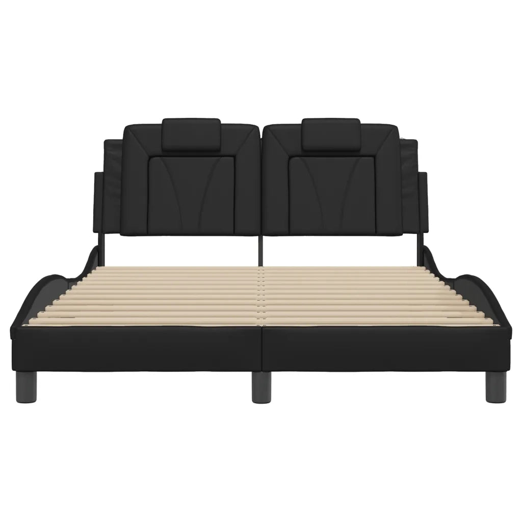 Letto matrimoniale | Letto per adulti | Giroletto Viana con LED senza Materasso Nero 120x200 cm