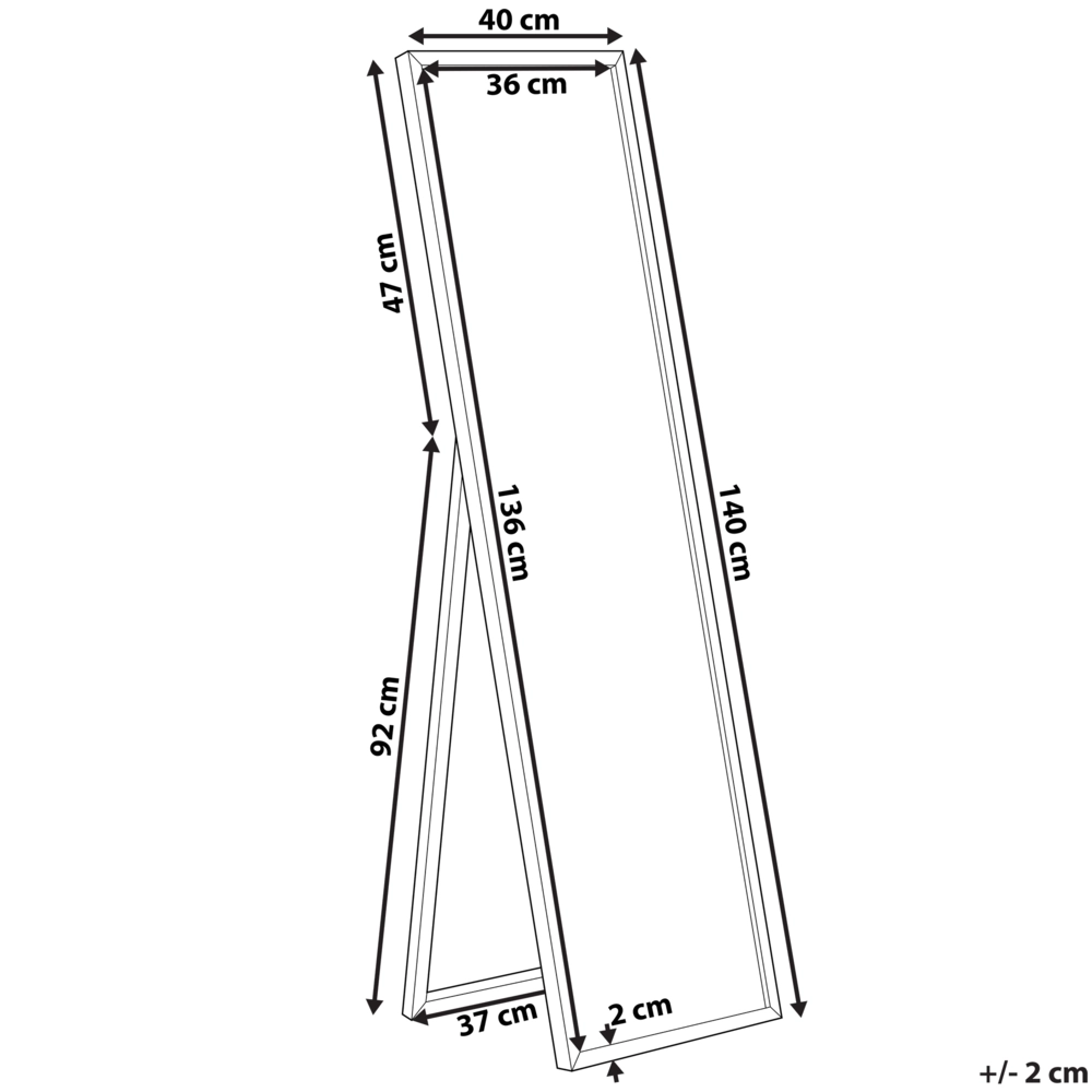 Specchio da terra con cornice dorato 40 x 140 cm in stile moderno