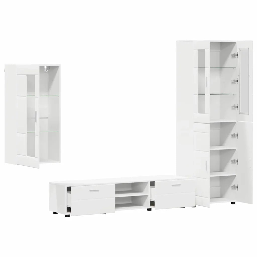 Set mobile TV con cassetto FLORIN Bianco Legno multistrato